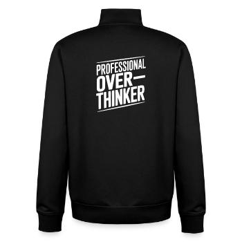 Professional Overthinker - Unisex Organic Zip Sweatshirt by Stanley/Stella - black - Back - AI Model Male 185 light (185cm)