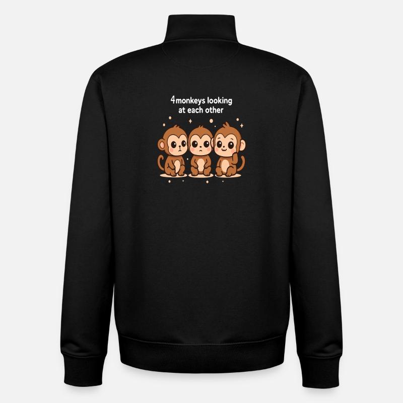 4 Affen schauen sich an - Unisex Organic Zip Sweatshirt von Stanley/Stella - Schwarz