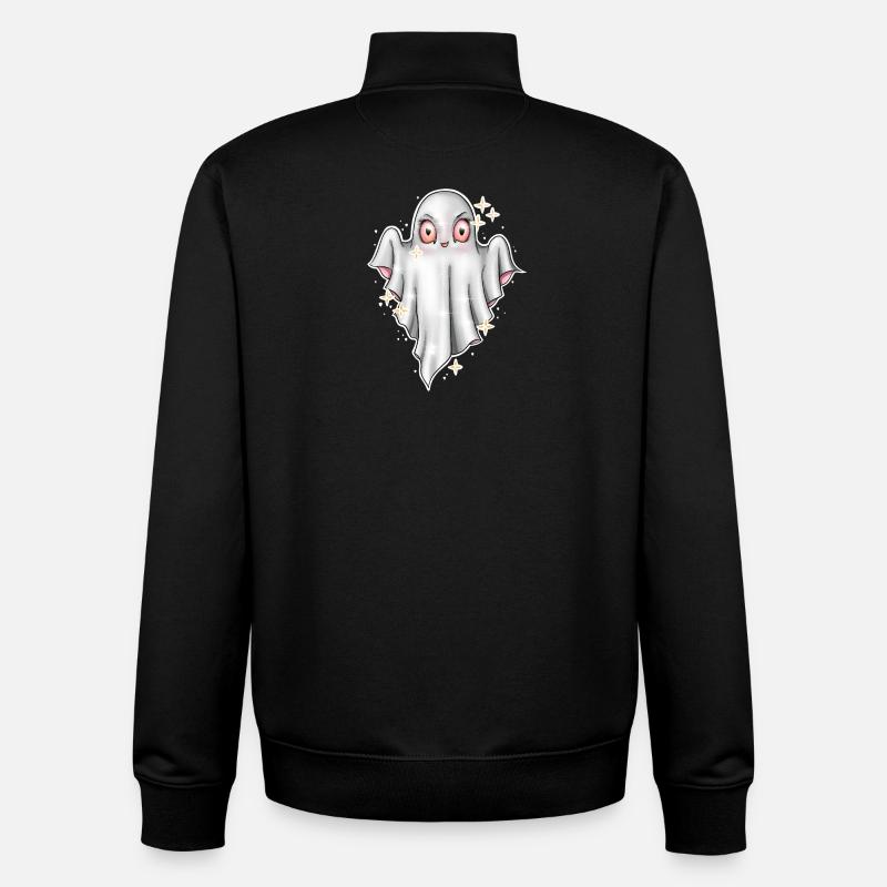 Cute Glowing Ghost Illustration - Unisex Organic Zip Sweatshirt by Stanley/Stella - black