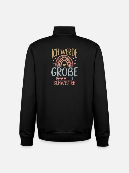 Big Sister Rainbow Sibling Baby - Unisex Organic Zip Sweatshirt by Stanley/Stella - black