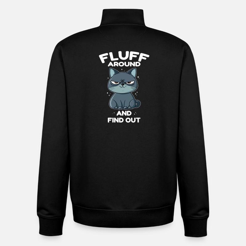 Peluche autour et découvre le chat - Sweat zippé unisexe en coton bio Stanley/Stella - noir