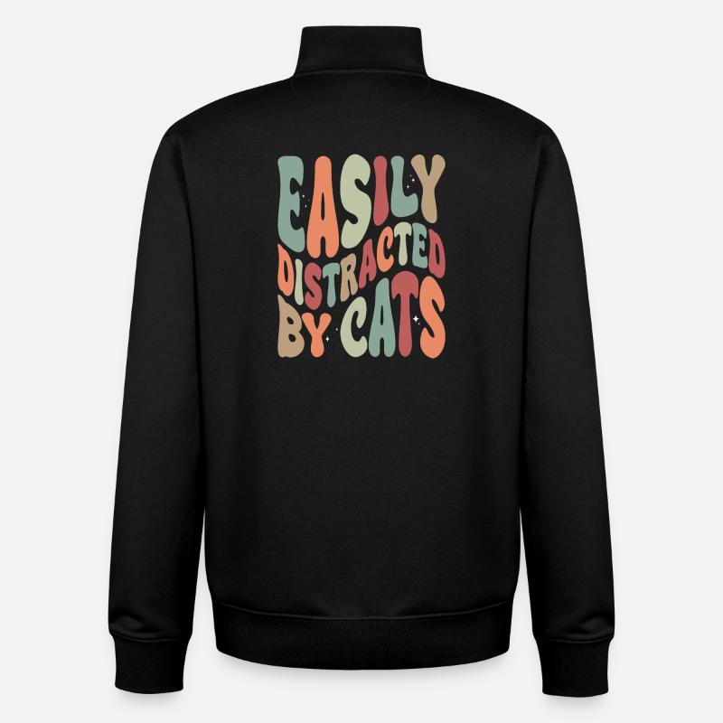 Easily Disctracted By Katzen - Unisex Organic Zip Sweatshirt von Stanley/Stella - Schwarz