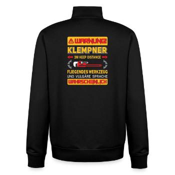 Chauffagiste Plombier Plombier de construction chauffage - Sweat zippé unisexe en coton bio Stanley/Stella - noir - Dos - AI Model Male 185 light (185cm)