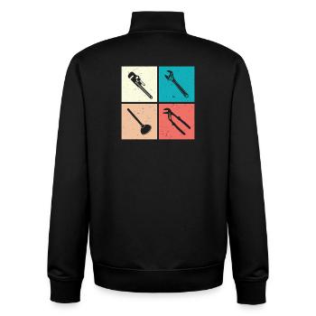 Chauffagiste Plombier Plombier de construction chauffage - Sweat zippé unisexe en coton bio Stanley/Stella - noir - Dos - AI Model Male 185 light (185cm)