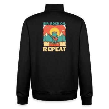 Kaffeebecher Gitarrist im Konzertstil - Unisex Organic Zip Sweatshirt von Stanley/Stella - Schwarz - Hinten - AI Model Male 185 light (185cm)