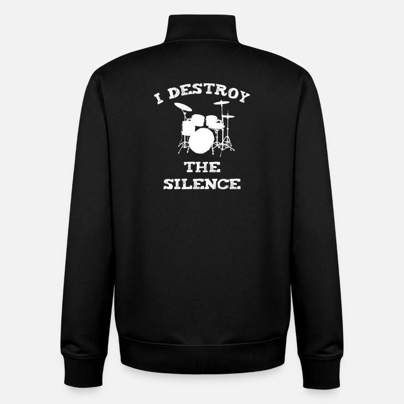 Un batteur rock avec une déclaration - Sweat zippé unisexe en coton bio Stanley/Stella - noir