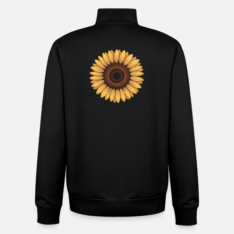 Illustration de tournesol - Sweat zippé unisexe en coton bio Stanley/Stella - noir