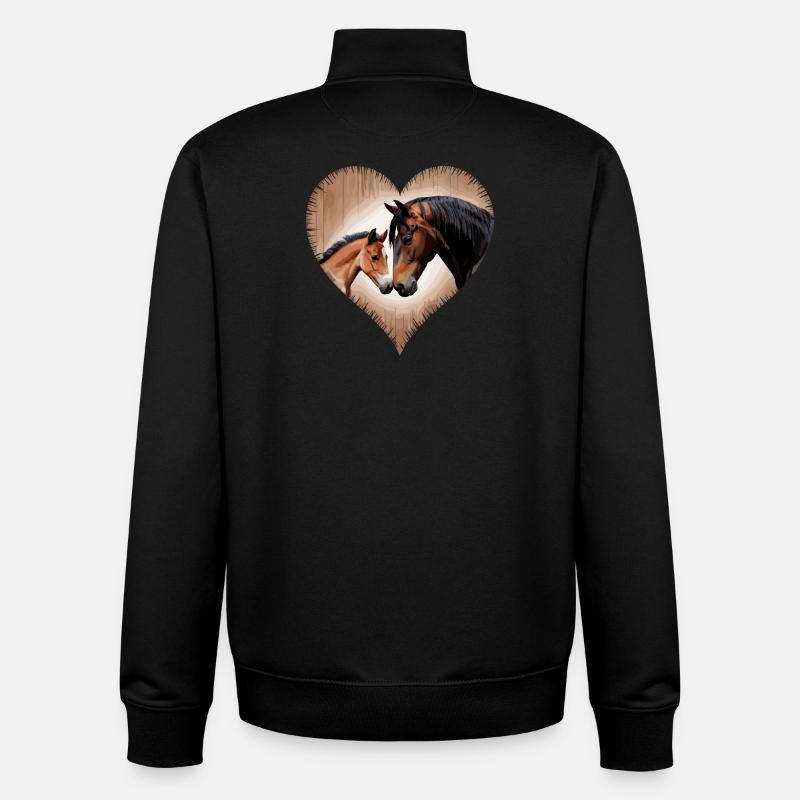 Cœur de cheval - Sweat zippé unisexe en coton bio Stanley/Stella - noir