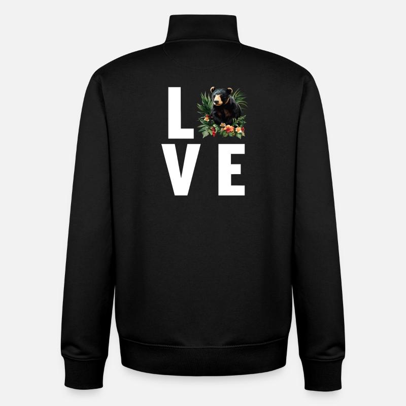 Ours du Soleil Ours Malais - Sweat zippé unisexe en coton bio Stanley/Stella - noir