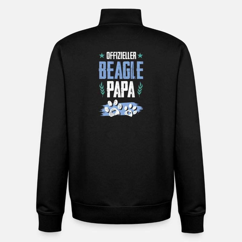 Beagle chiens papa - Sweat zippé unisexe en coton bio Stanley/Stella - noir
