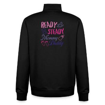 Ready Steady Mom and Dad Baby Shower Design - Unisex Organic Zip Sweatshirt by Stanley/Stella - black - Back - AI Model Male 185 light (185cm)