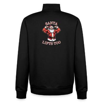 Santa Lifts Too – Trained Santa Claus - Unisex Organic Zip Sweatshirt by Stanley/Stella - black - Back - AI Model Male 185 light (185cm)