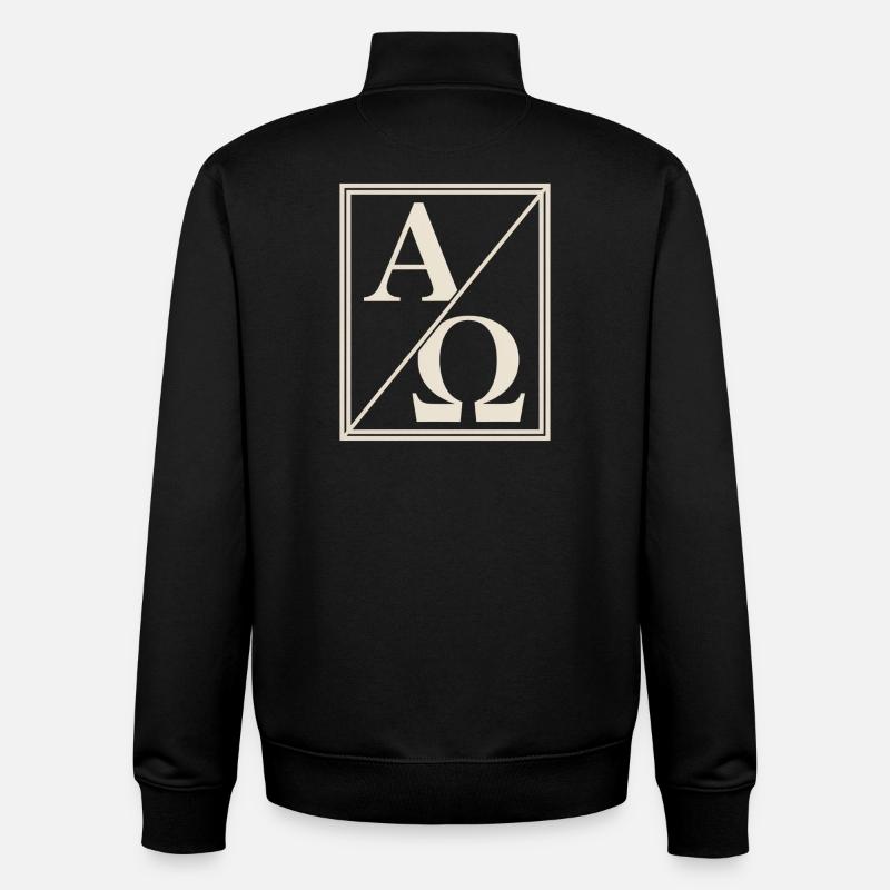 Signe de foi chrétien Alpha Omega - Sweat zippé unisexe en coton bio Stanley/Stella - noir