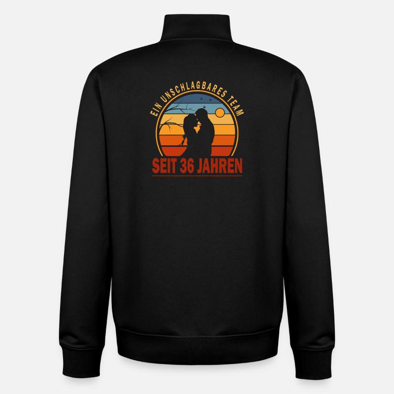 36 ans de relation cadeau mari femme - Sweat zippé unisexe en coton bio Stanley/Stella - noir