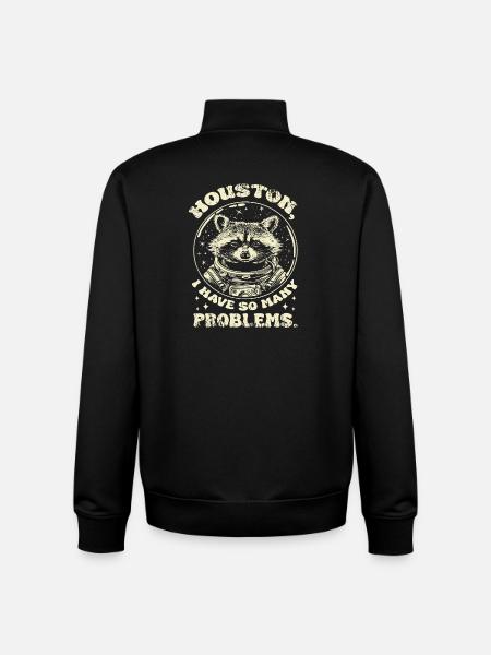 Raccoon Houston saying - Unisex Organic Zip Sweatshirt by Stanley/Stella - black