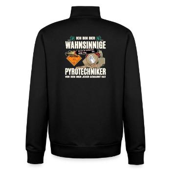 Wahnsinniger Pyrotechniker Motiv - Unisex Organic Zip Sweatshirt von Stanley/Stella - Schwarz - Hinten - AI Model Male 185 light (185cm)