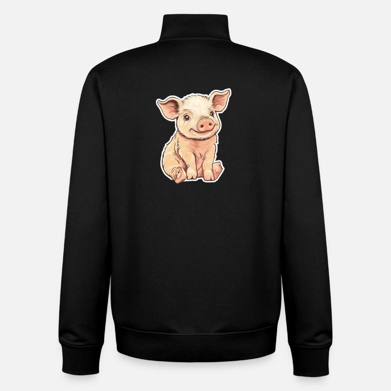 Schwein Ferkel - Unisex Organic Zip Sweatshirt von Stanley/Stella - Schwarz