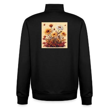 8-Bit Autumn Blooms - Unisex Organic Zip Sweatshirt by Stanley/Stella - black - Back - AI Model Male 185 light (185cm)