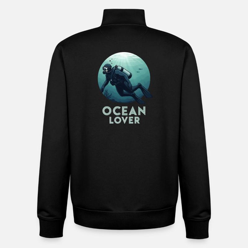 Ocean Lover Diver - Unisex Organic Zip Sweatshirt by Stanley/Stella - black
