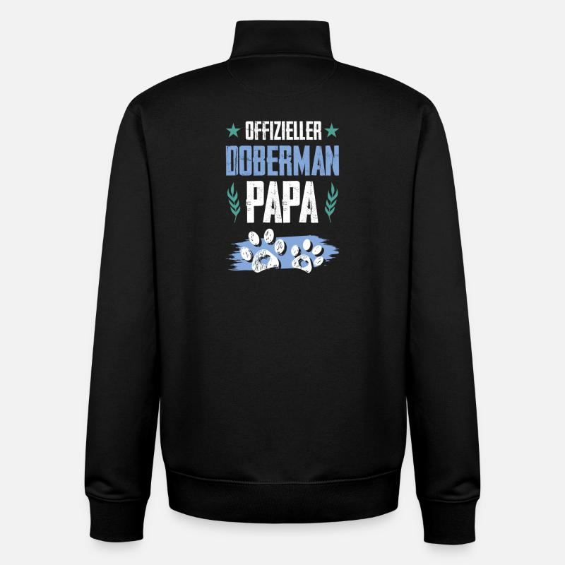 Doberman chiens papa - Sweat zippé unisexe en coton bio Stanley/Stella - noir