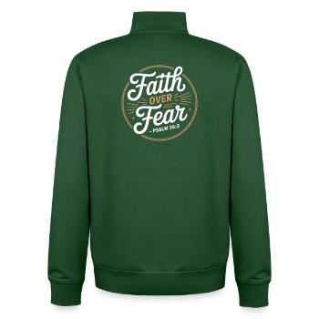 Faith Over Fear Psalm 56 3 Christliche Ermutigung - Unisex Organic Zip Sweatshirt von Stanley/Stella - Flaschengrün - Hinten - AI Model Male 185 dark (185cm)
