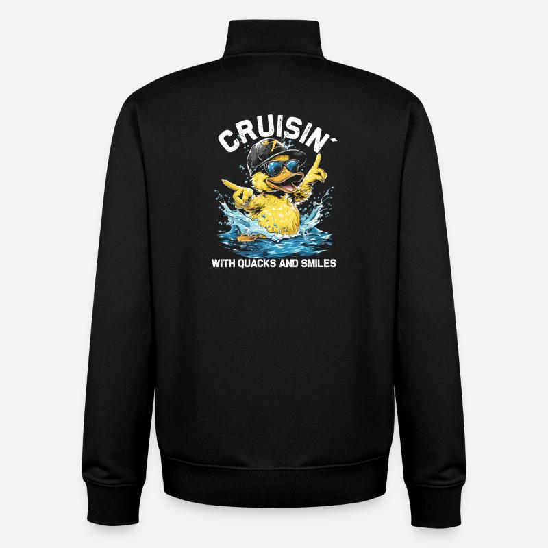 Rubber duck crew enjoys cruise - Unisex Organic Zip Sweatshirt by Stanley/Stella - black