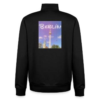 Berlin Fernsehturm Neon Design - Unisex Organic Zip Sweatshirt von Stanley/Stella - Schwarz - Hinten - AI Model Male 185 light (185cm)