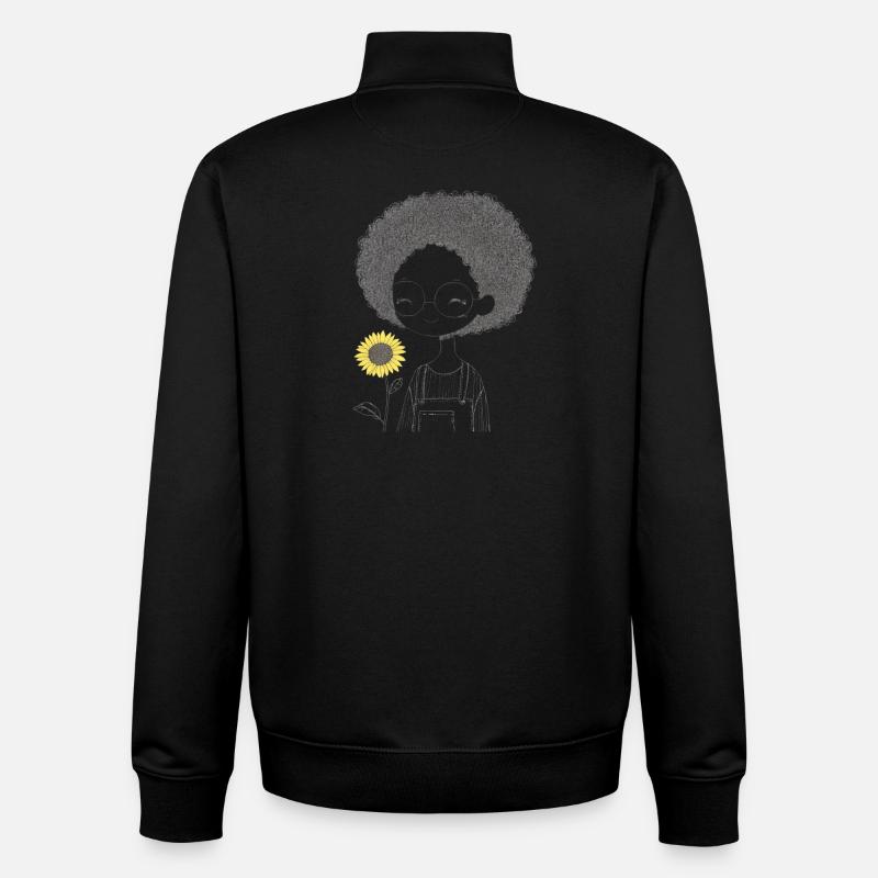 Fille joyeuse avec tournesol - Sweat zippé unisexe en coton bio Stanley/Stella - noir