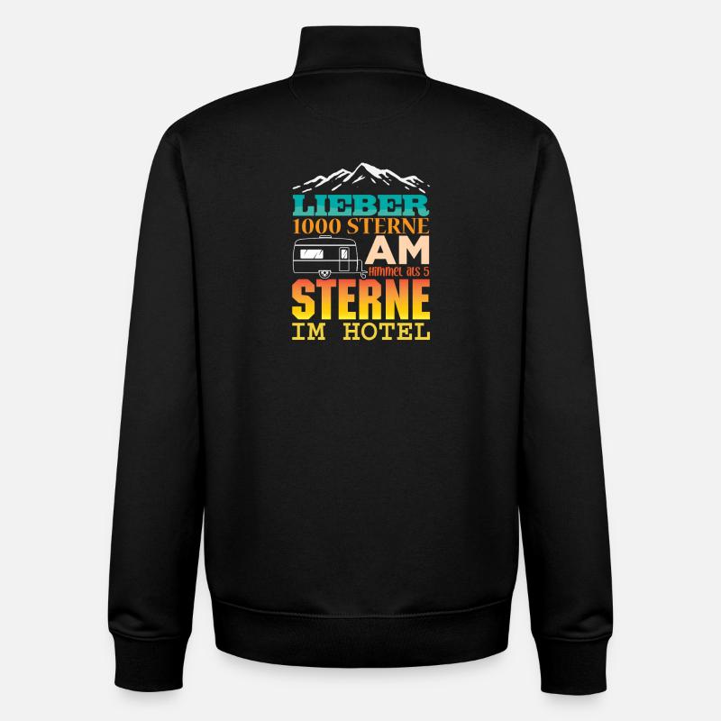 Camper Camping Caravan Saying - Unisex Organic Zip Sweatshirt by Stanley/Stella - black