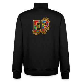 Glitzernder Buchstabe E mit Goldrahmen - Unisex Organic Zip Sweatshirt von Stanley/Stella - Schwarz - Hinten - AI Model Male 185 light (185cm)