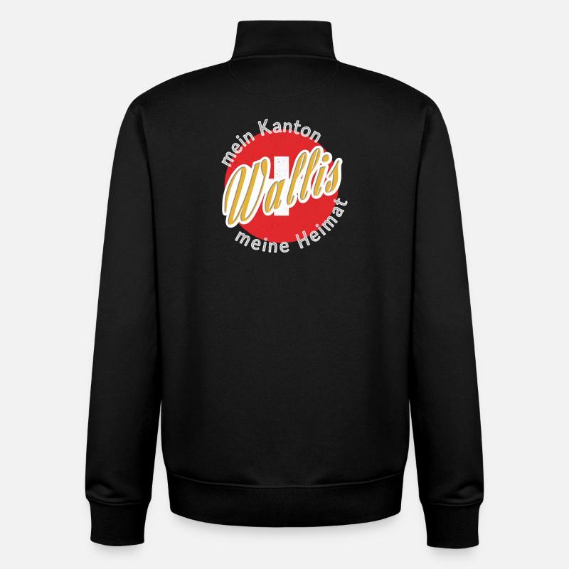 Mon cadeau Valais natal - Sweat zippé unisexe en coton bio Stanley/Stella - noir