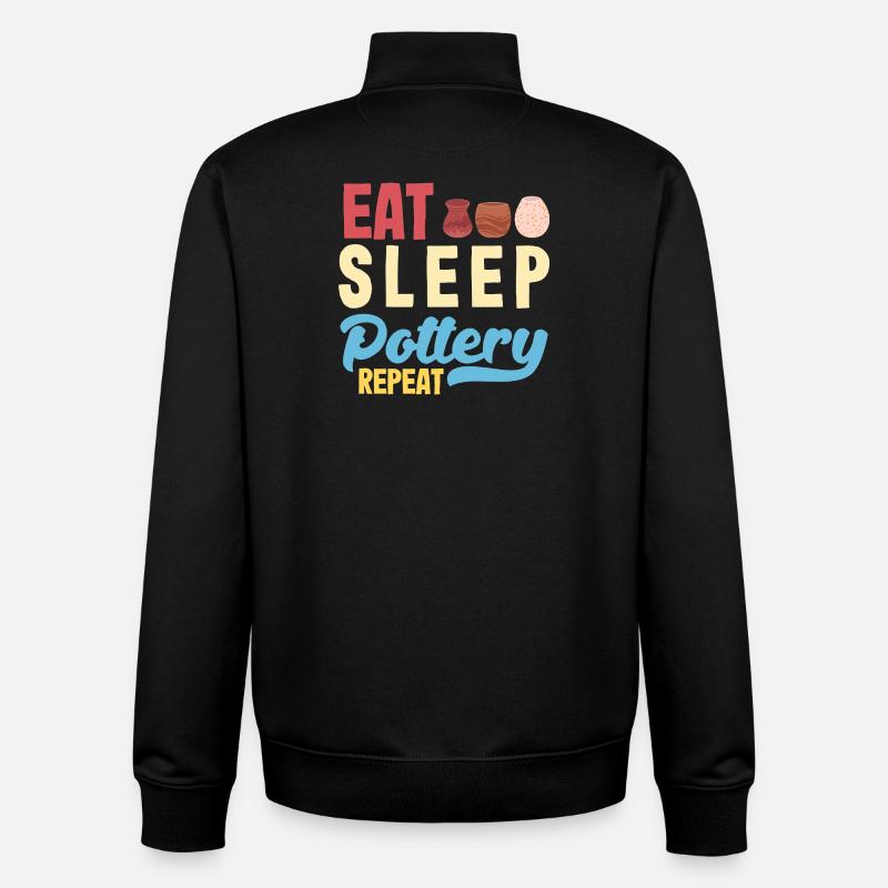 Manger Dormir Poterie Répéter - Sweat zippé unisexe en coton bio Stanley/Stella - noir