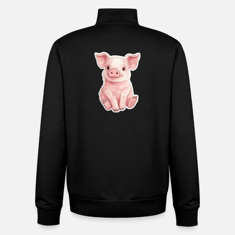 Schwein Ferkel - Unisex Organic Zip Sweatshirt von Stanley/Stella - Schwarz
