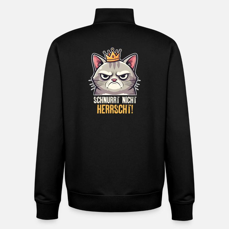 Grumpy Katze Herrscher Design - Sweat zippé unisexe en coton bio Stanley/Stella - noir