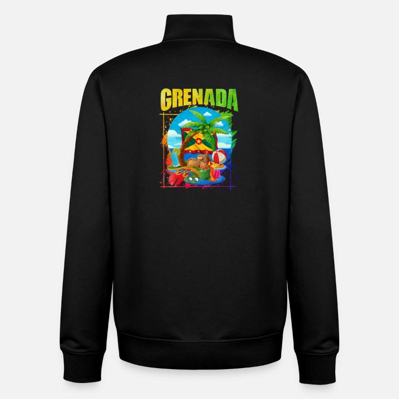 Plage tropicale avec motif Grenade - Sweat zippé unisexe en coton bio Stanley/Stella - noir