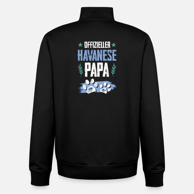 havanese hunde papa - Unisex Organic Zip Sweatshirt von Stanley/Stella - Schwarz