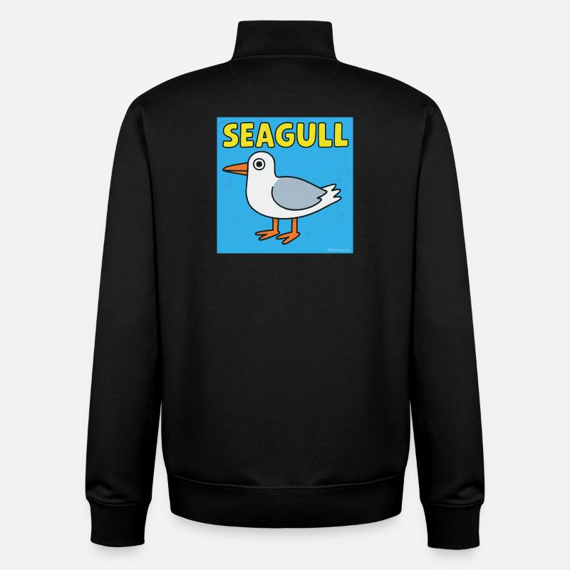 Illustration ludique de mouette pour enfants - Sweat zippé unisexe en coton bio Stanley/Stella - noir