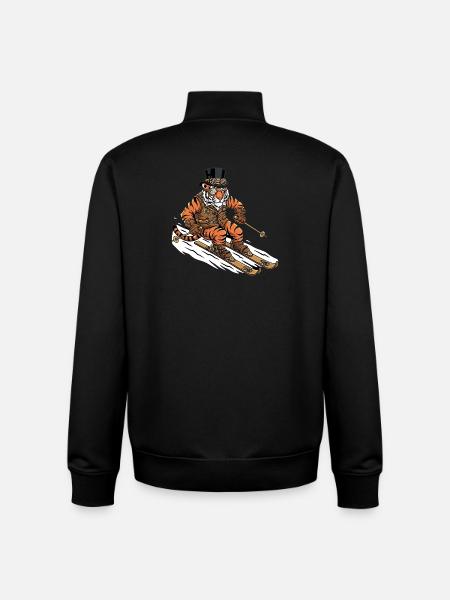 Steampunk Tiger Skier Alps Slope - Unisex Organic Zip Sweatshirt by Stanley/Stella - black
