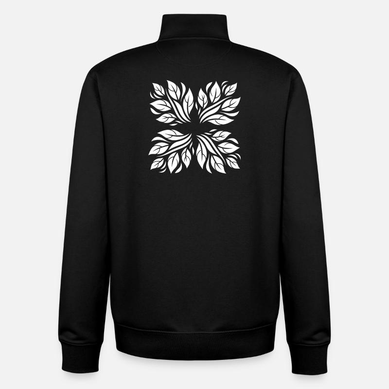 Motif botanique de feuilles - Sweat zippé unisexe en coton bio Stanley/Stella - noir