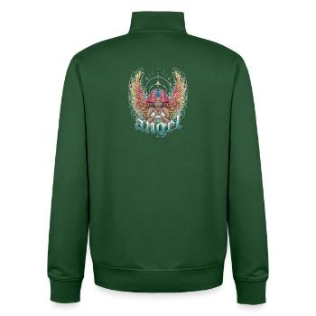 Celestial Angel with Multicoloured Wings - Unisex Organic Zip Sweatshirt by Stanley/Stella - bottle green - Back - AI Model Male 185 dark (185cm)
