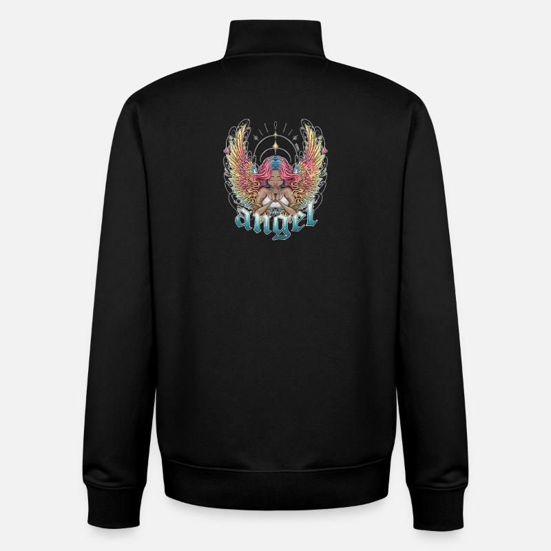 Ange céleste aux ailes multicolores - Sweat zippé unisexe en coton bio Stanley/Stella - noir