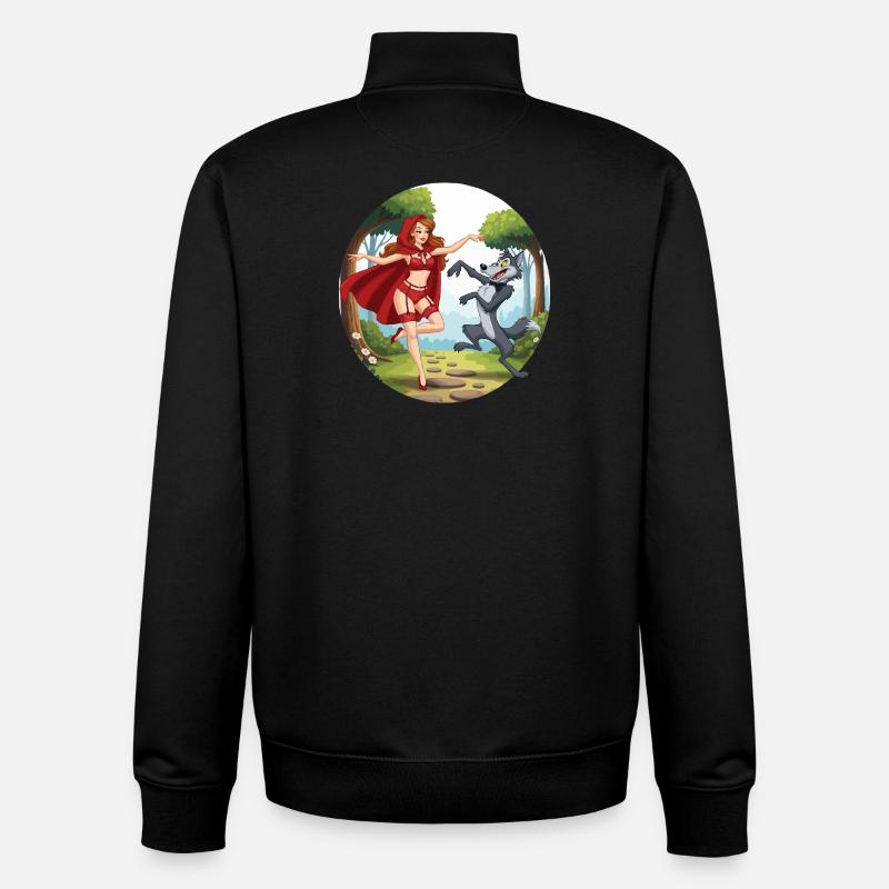 Roodkapje_danst_met_wolf - Sweat zippé unisexe en coton bio Stanley/Stella - noir