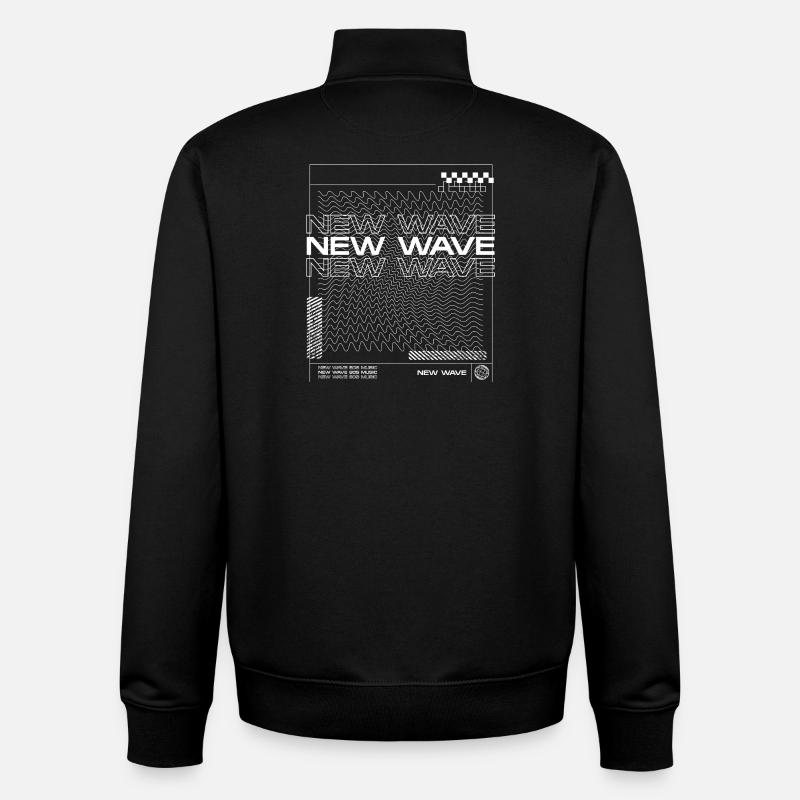 Musique New Wave Line Design abstrait - Sweat zippé unisexe en coton bio Stanley/Stella - noir