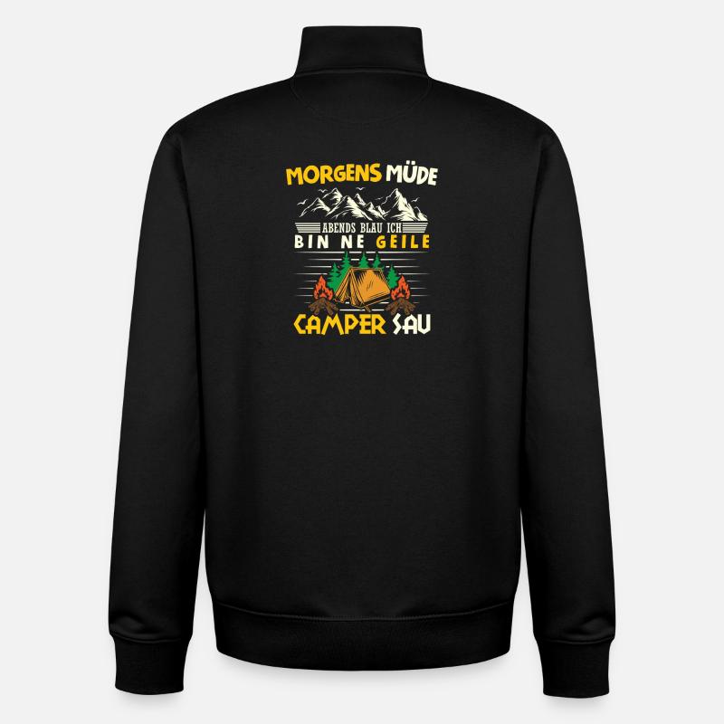 Camper Camping Wohnwagen Spruch - Unisex Organic Zip Sweatshirt von Stanley/Stella - Schwarz