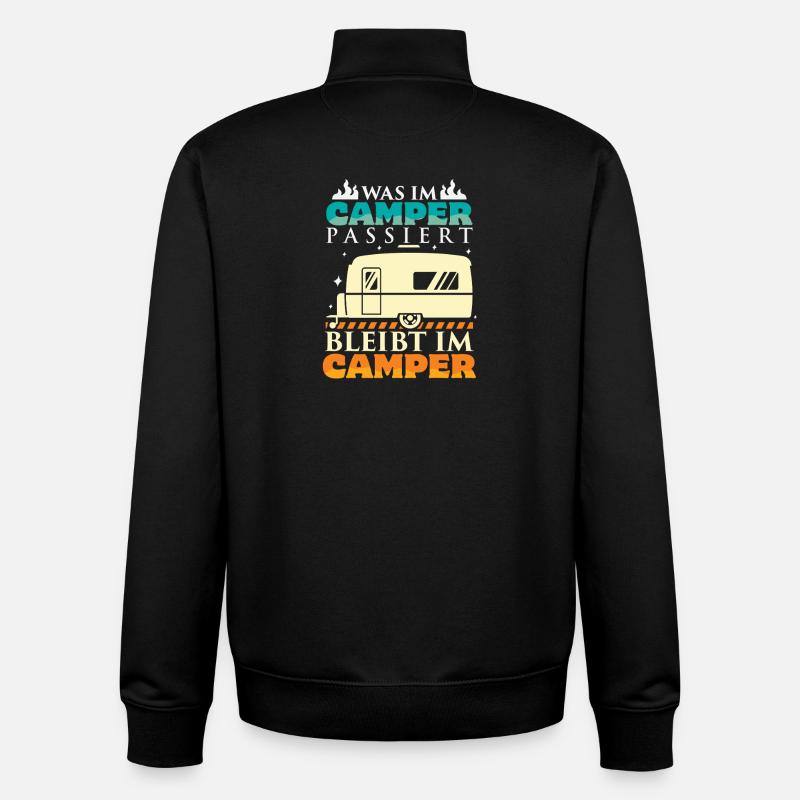 Camper Camping Wohnwagen Spruch - Unisex Organic Zip Sweatshirt von Stanley/Stella - Schwarz