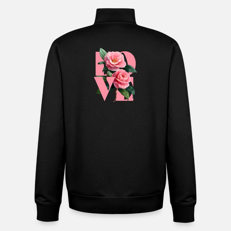 Elegante blumige Komposition in Kamelienrosa - Unisex Organic Zip Sweatshirt von Stanley/Stella - Schwarz