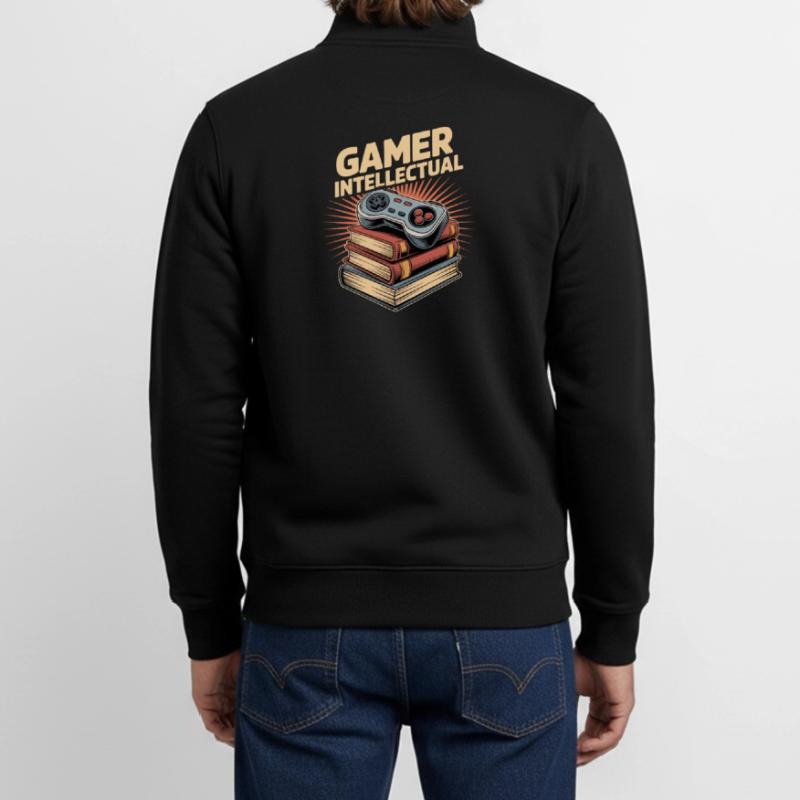 Gamer Intellectual Controller Book Stack Unisex Organic Zip Sweatshirt by Stanley/Stella