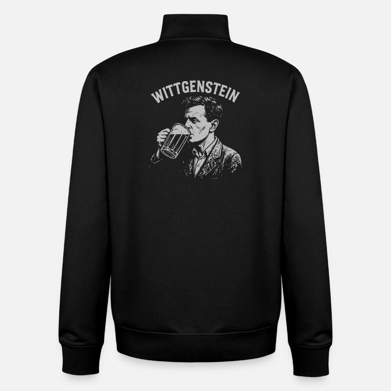 Whittgenstein boire de la bière illustration - Sweat zippé unisexe en coton bio Stanley/Stella - noir