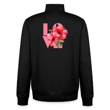Lebendiges Hibiskus-Blumenherz-Design - Unisex Organic Zip Sweatshirt von Stanley/Stella - Schwarz - Hinten - AI Model Male 185 light (185cm)