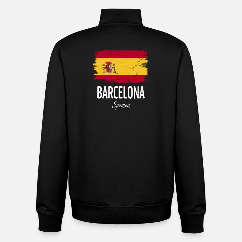 Barcelone - Sweat zippé unisexe en coton bio Stanley/Stella - noir